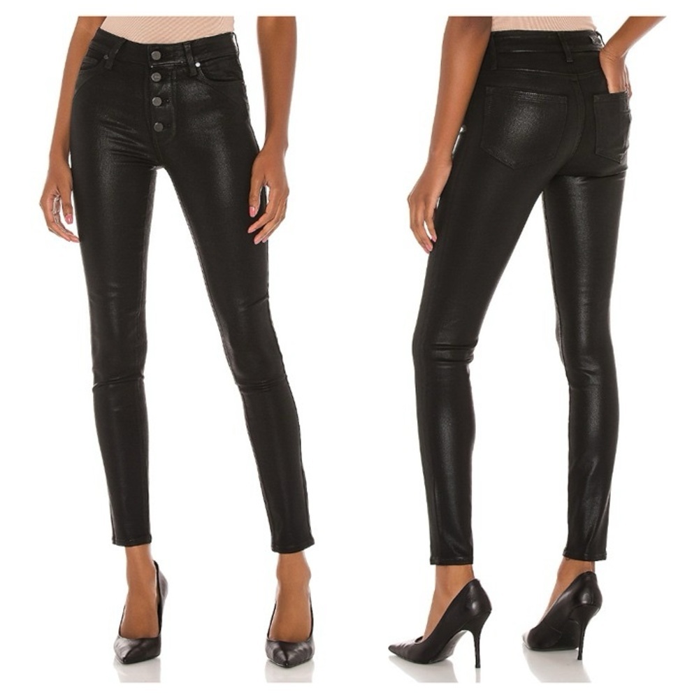PAIGE Hoxten Ultra skinny Black shiny jeans size 28 like new